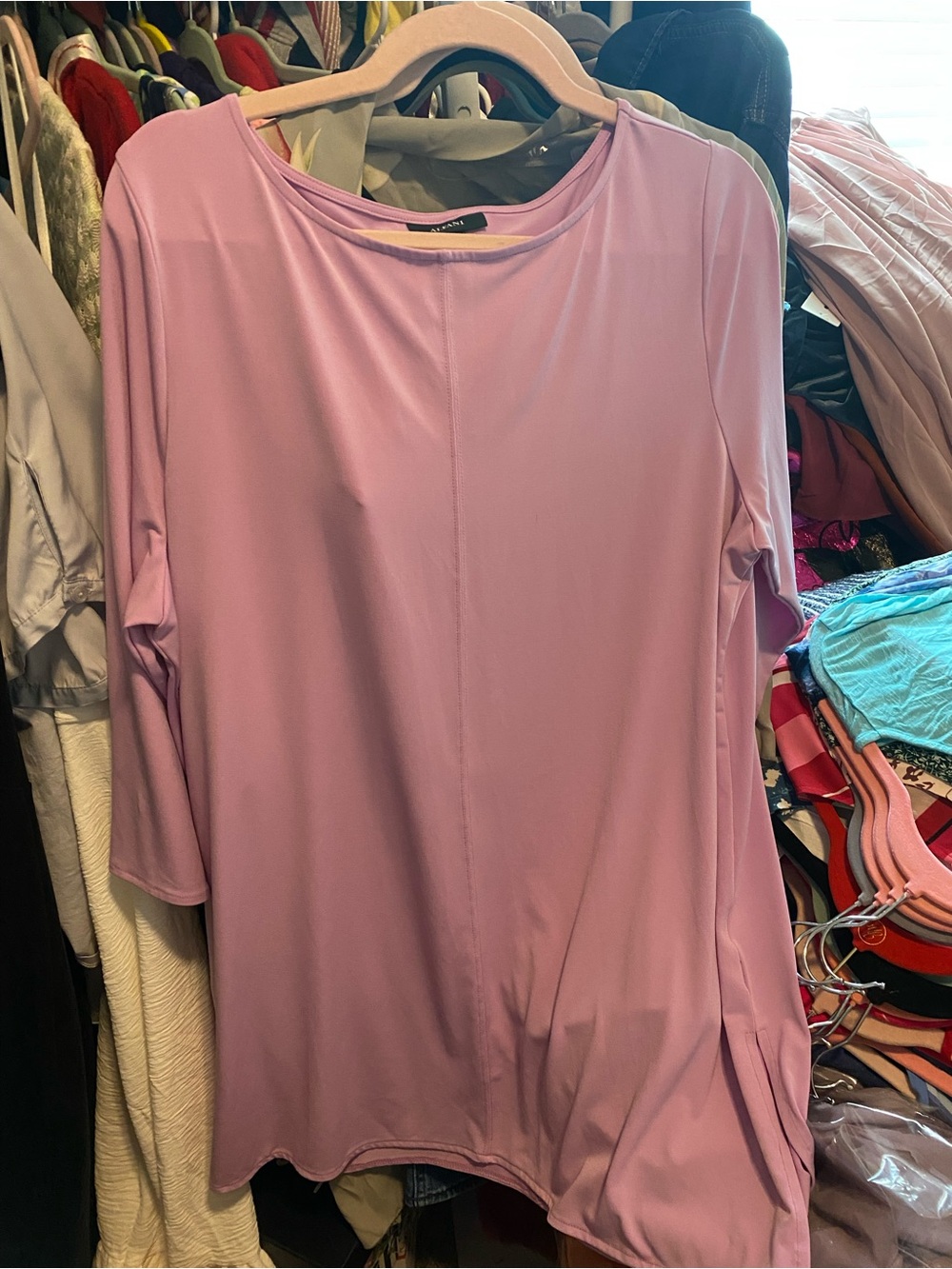 Alfani Lavender Long Sleeve Crewneck Tunic Top